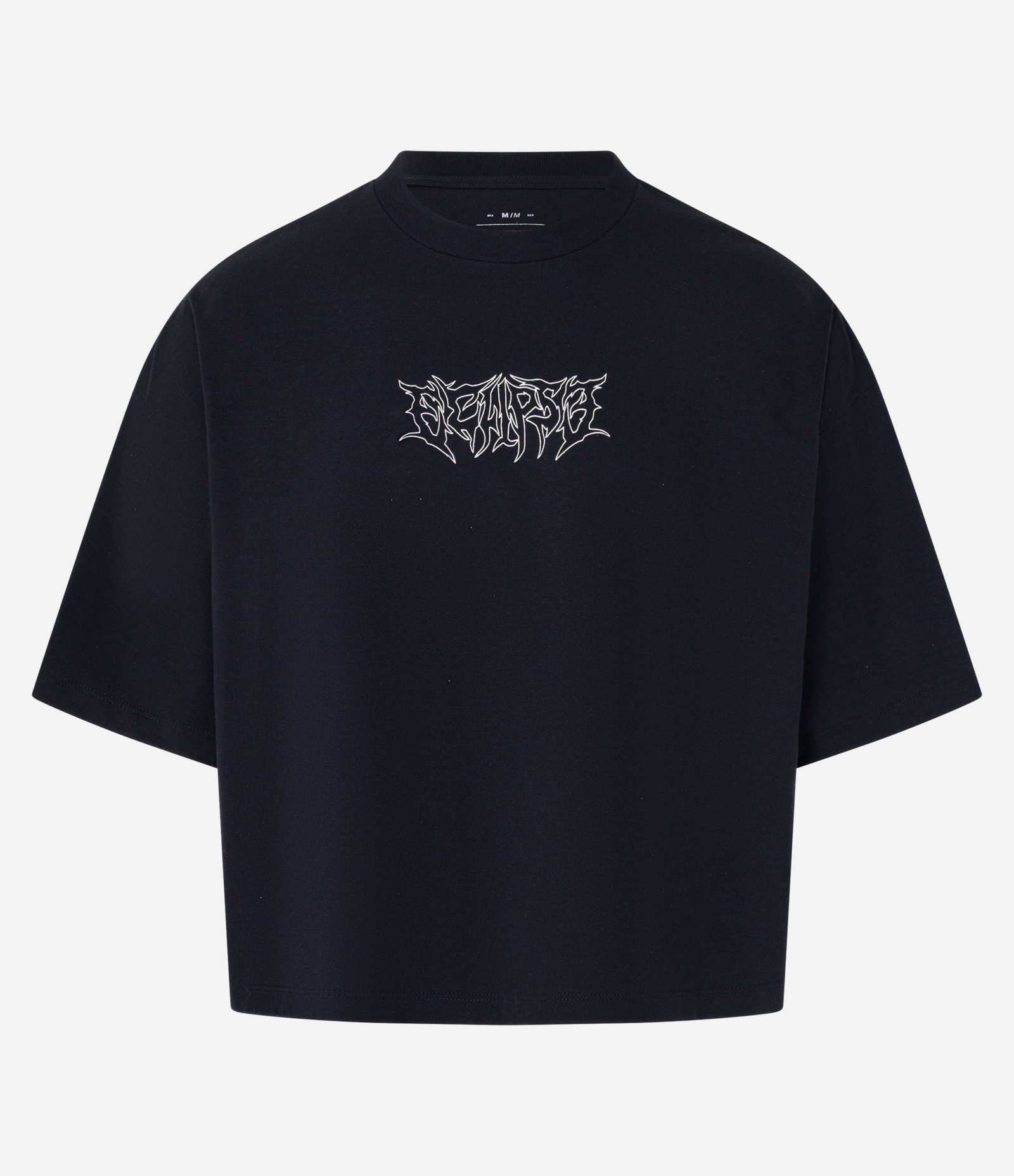 Camiseta Oversized Cropped em Algodão com Estampa Tribal Preto 6