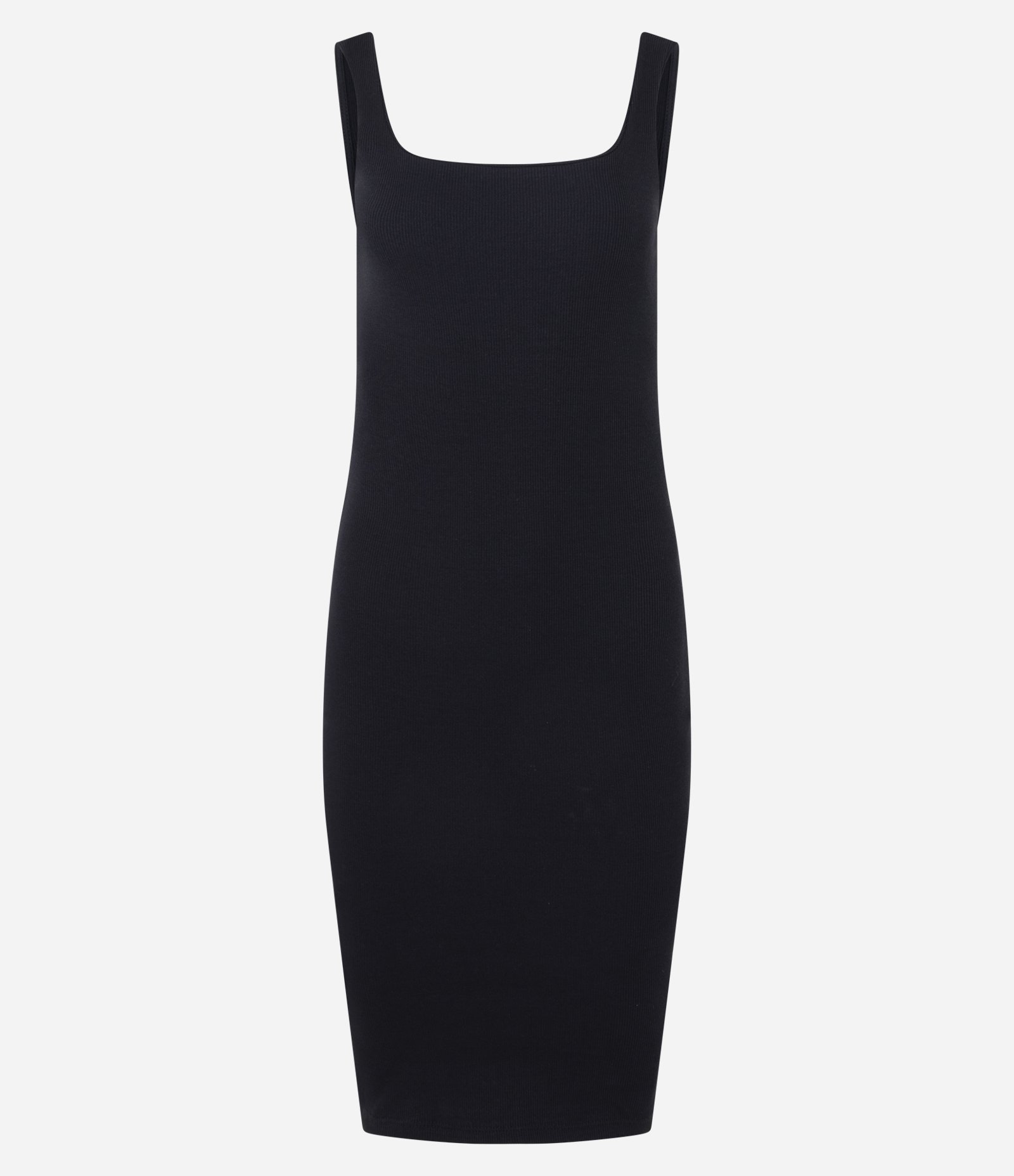 Vestido Midi em Ribana com Decote Quadrado Preto 5