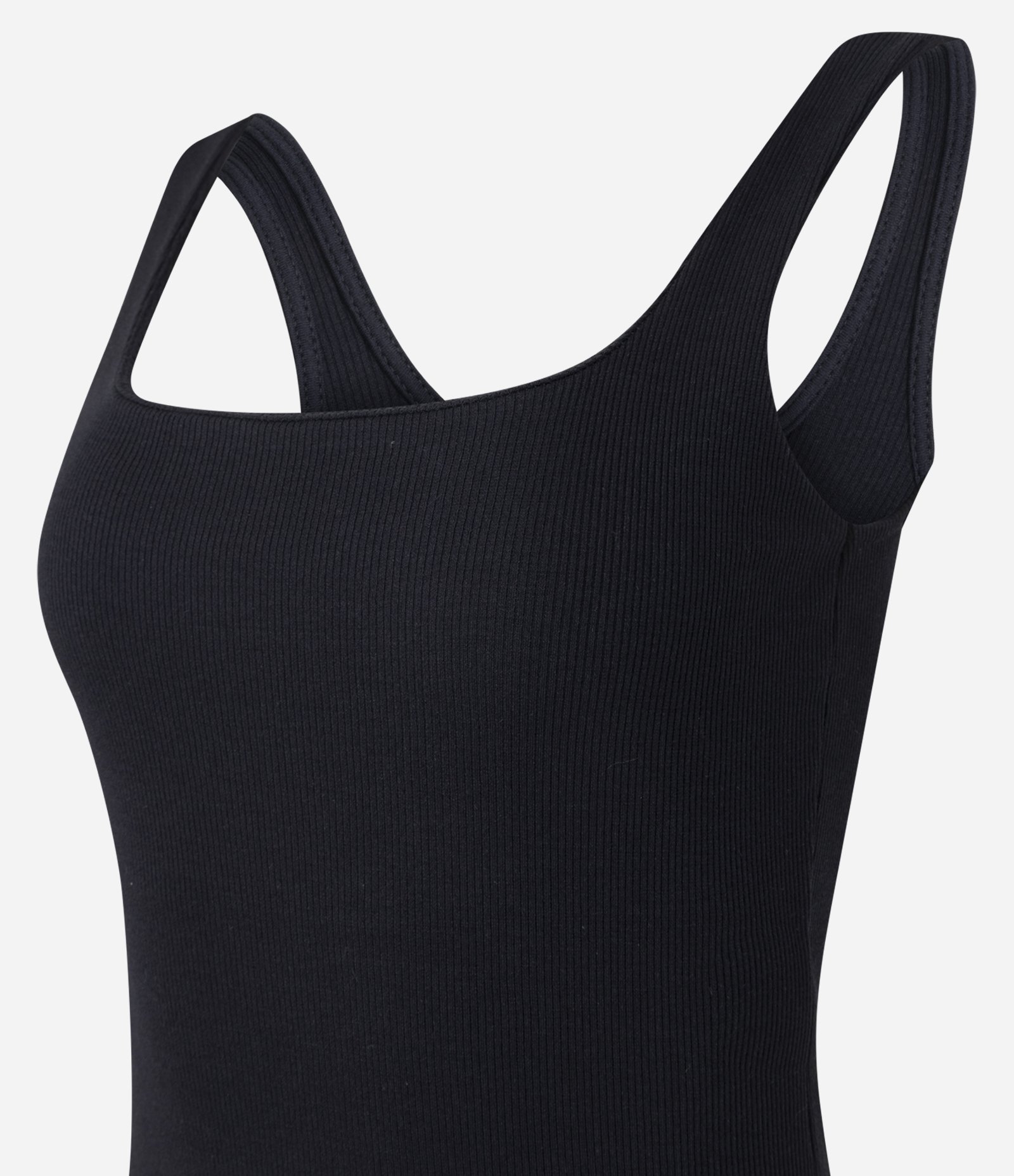 Vestido Midi em Ribana com Decote Quadrado Preto 6