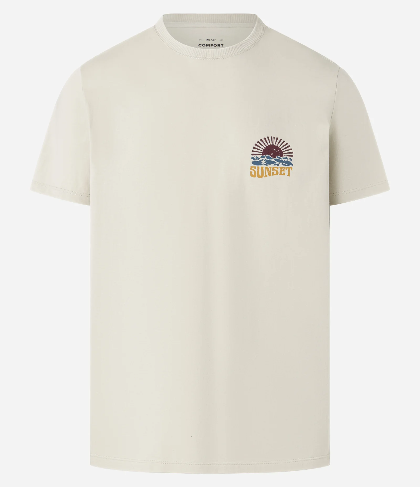 Camiseta T-Shirt Comfort em Algodão com Estampa Nascer do Sol Bege 5