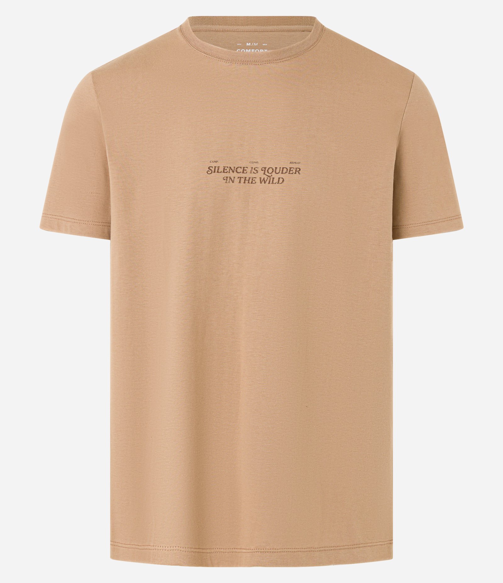 Camiseta Comfort em Algodão com Estampa de Montanhas e Lettering Marrom 6