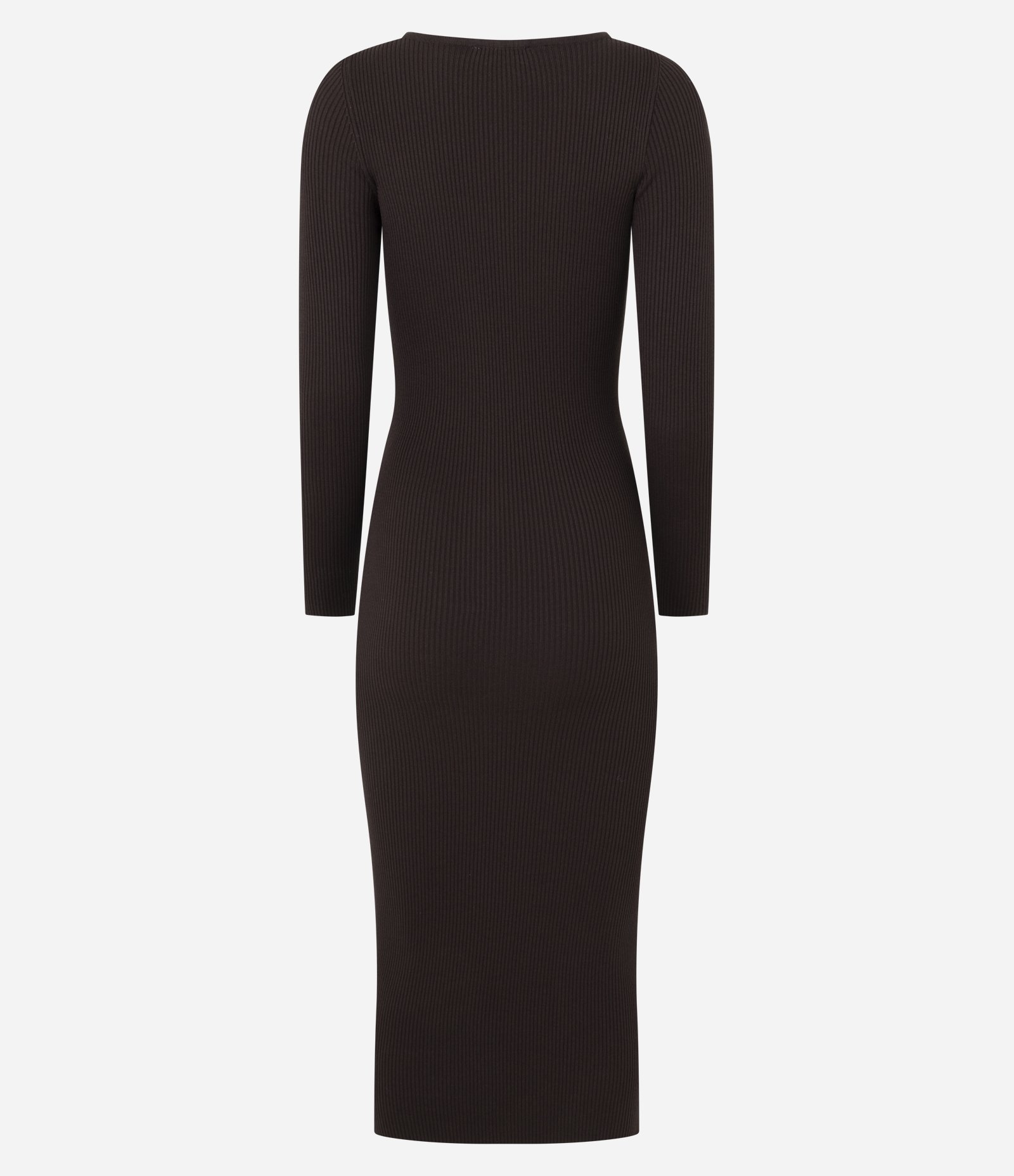 Vestido Midi Justo em Tricô com Gola Canoa Marrom Escuro 7
