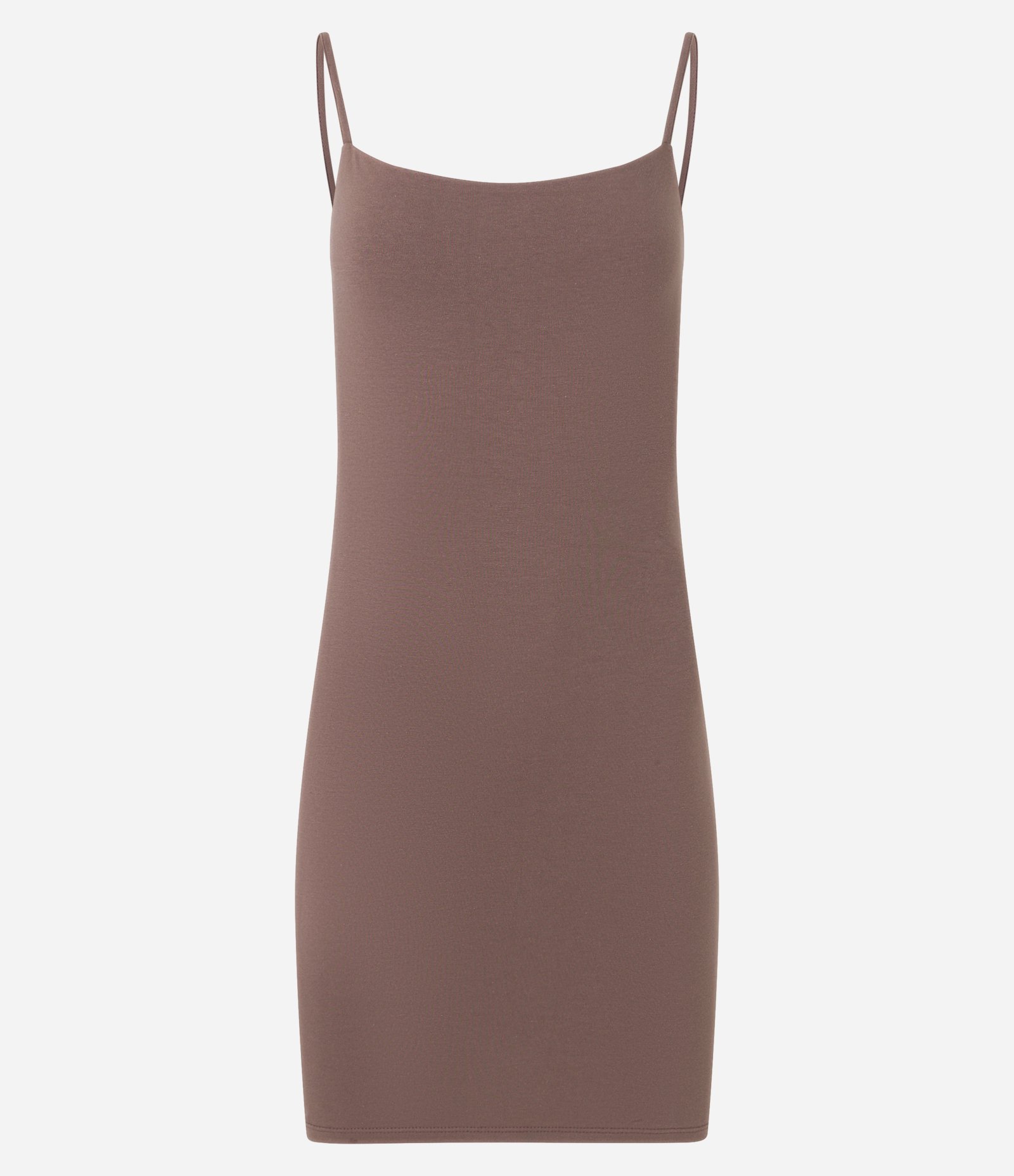 Vestido Tubinho Básico em Cotton com Alças Finas Marrom 6