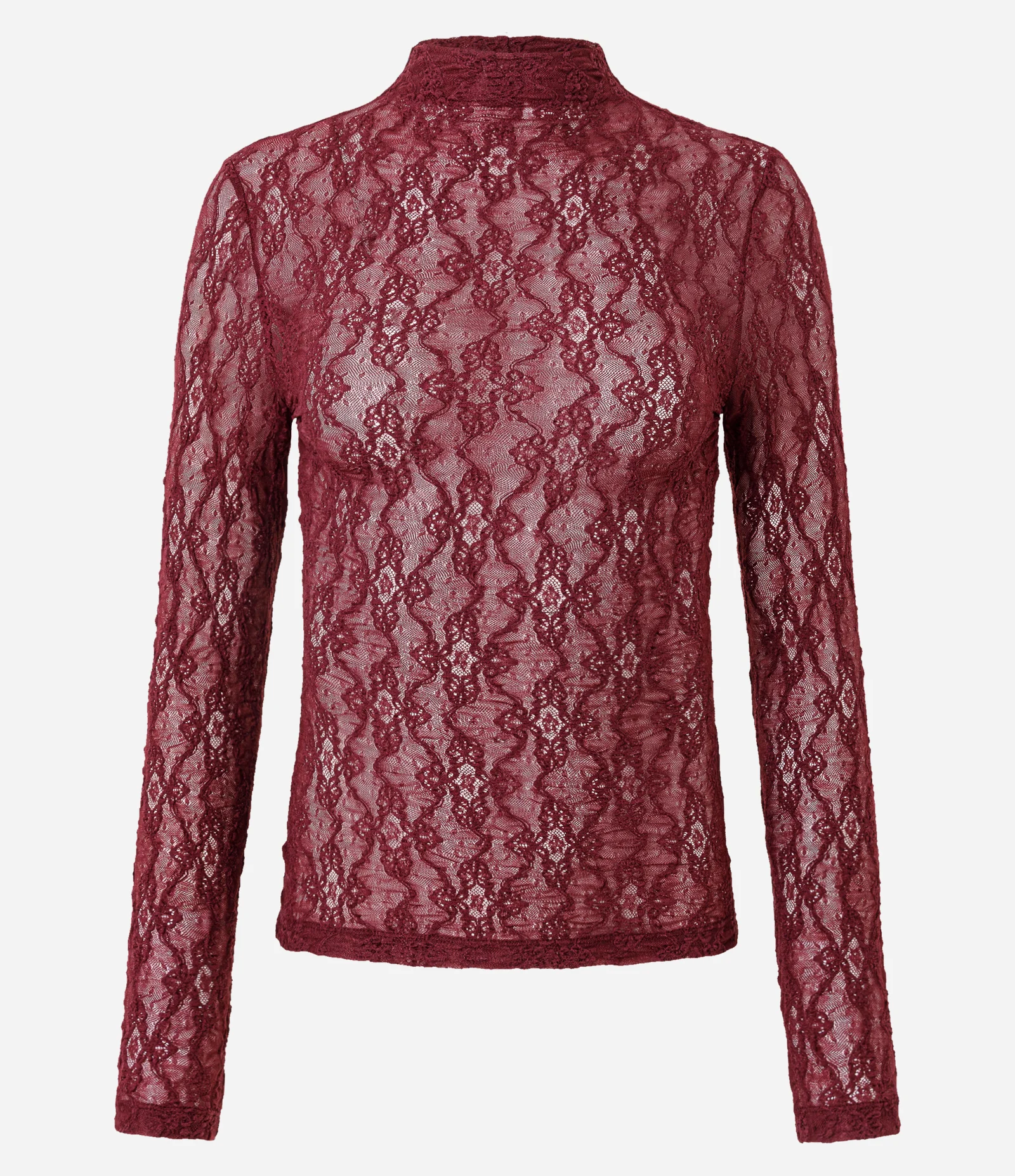 Blusa Manga Longa em Renda com Gola Alta Vermelho 4