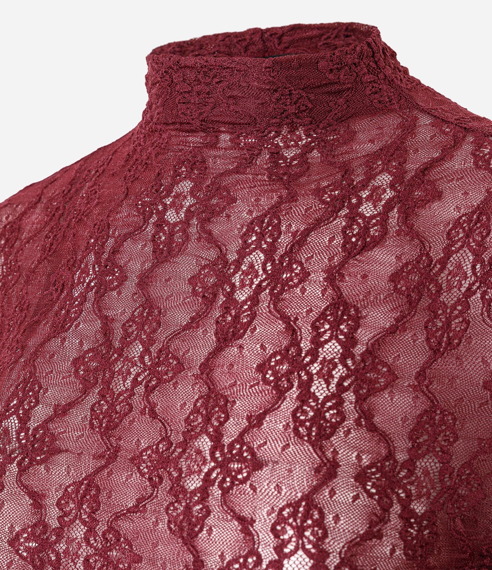 Blusa Manga Longa em Renda com Gola Alta Vermelho 5