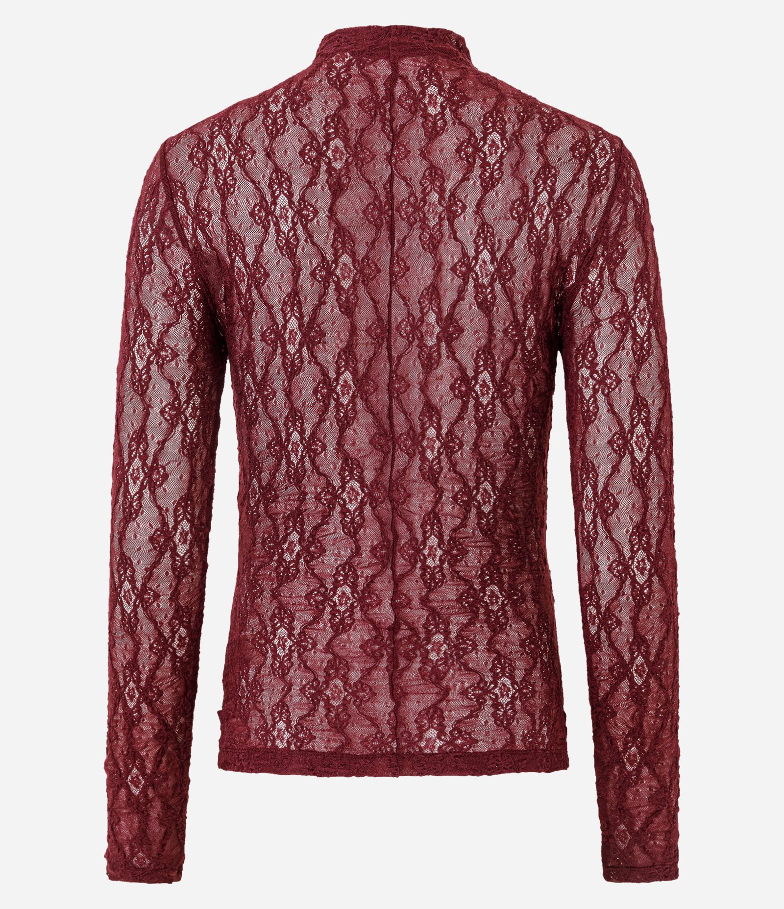 Blusa Manga Longa em Renda com Gola Alta Vermelho 6