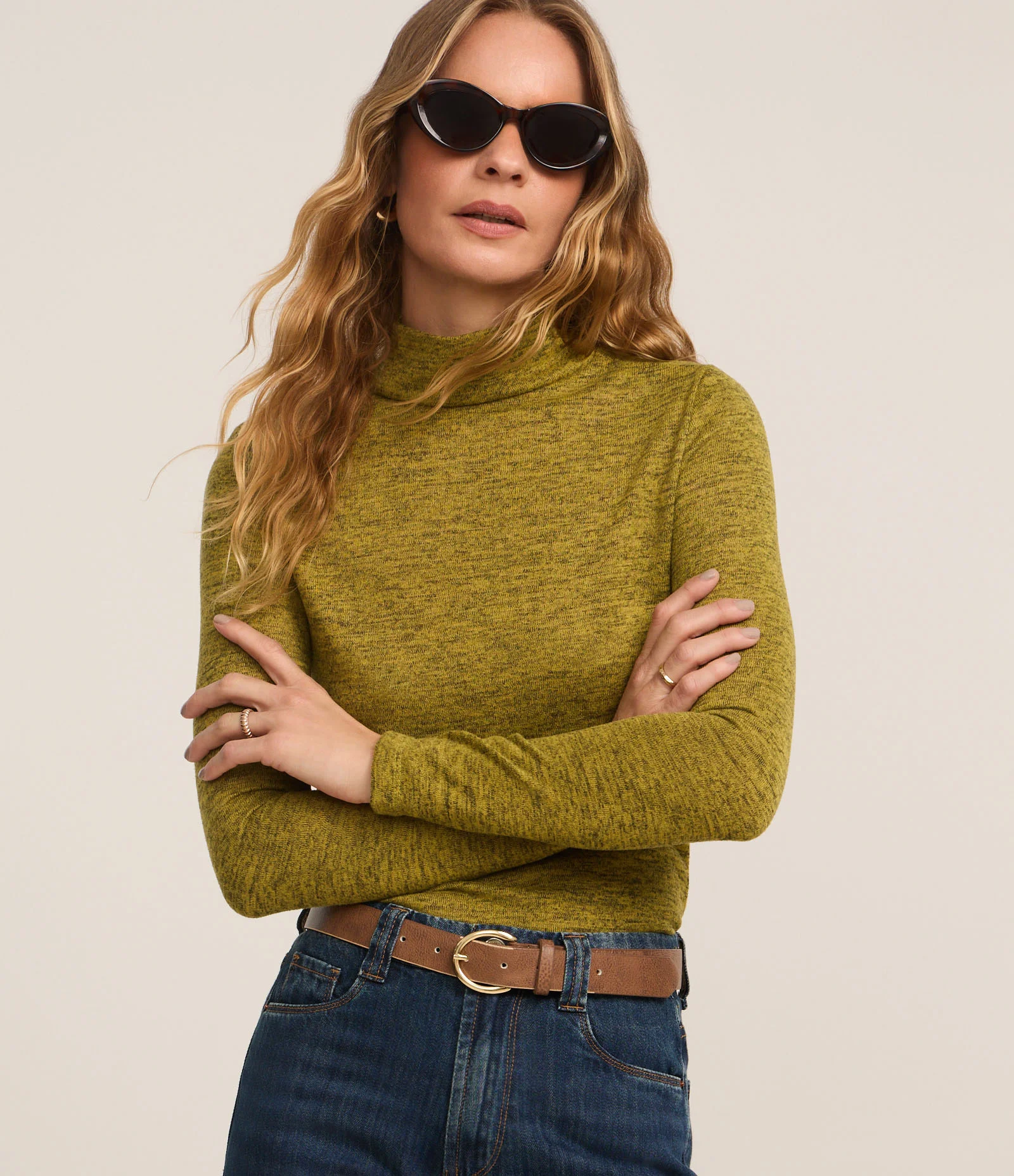 Blusa Texturizada com Gola Alta e Manga longa Verde 2