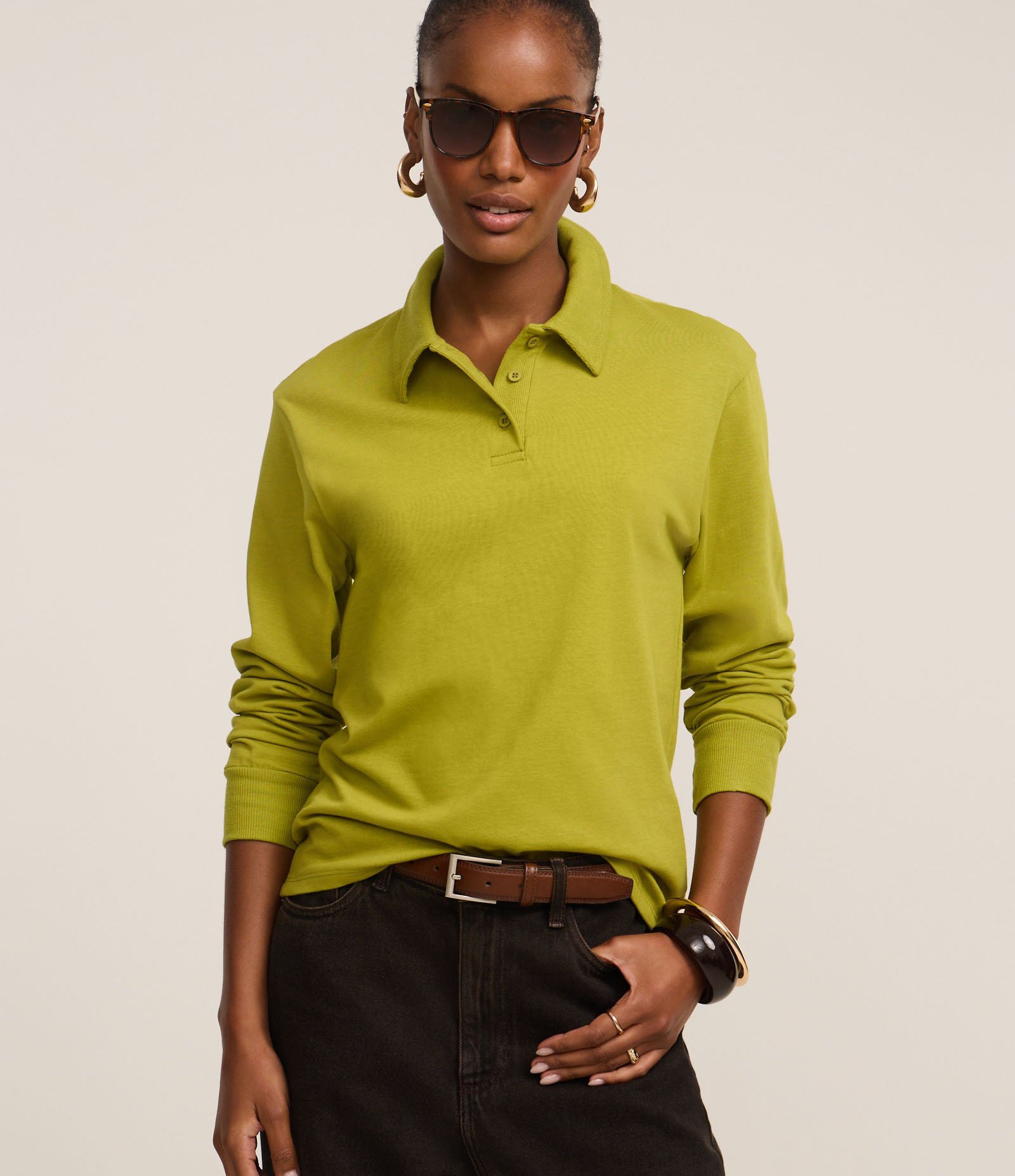 Blusa Texturizada em Algodão com Gola Polo Verde 2