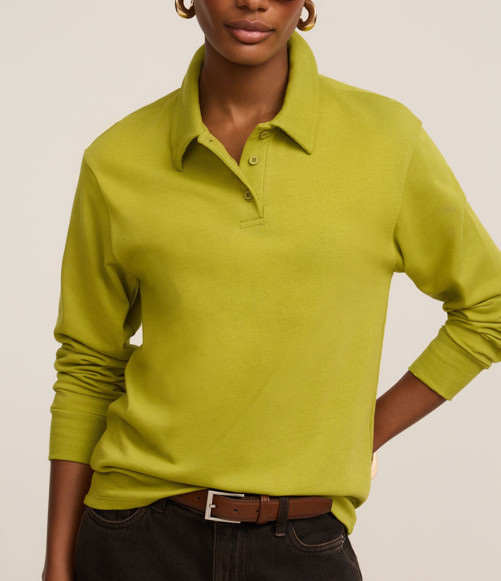 Blusa Texturizada em Algodão com Gola Polo Verde 5