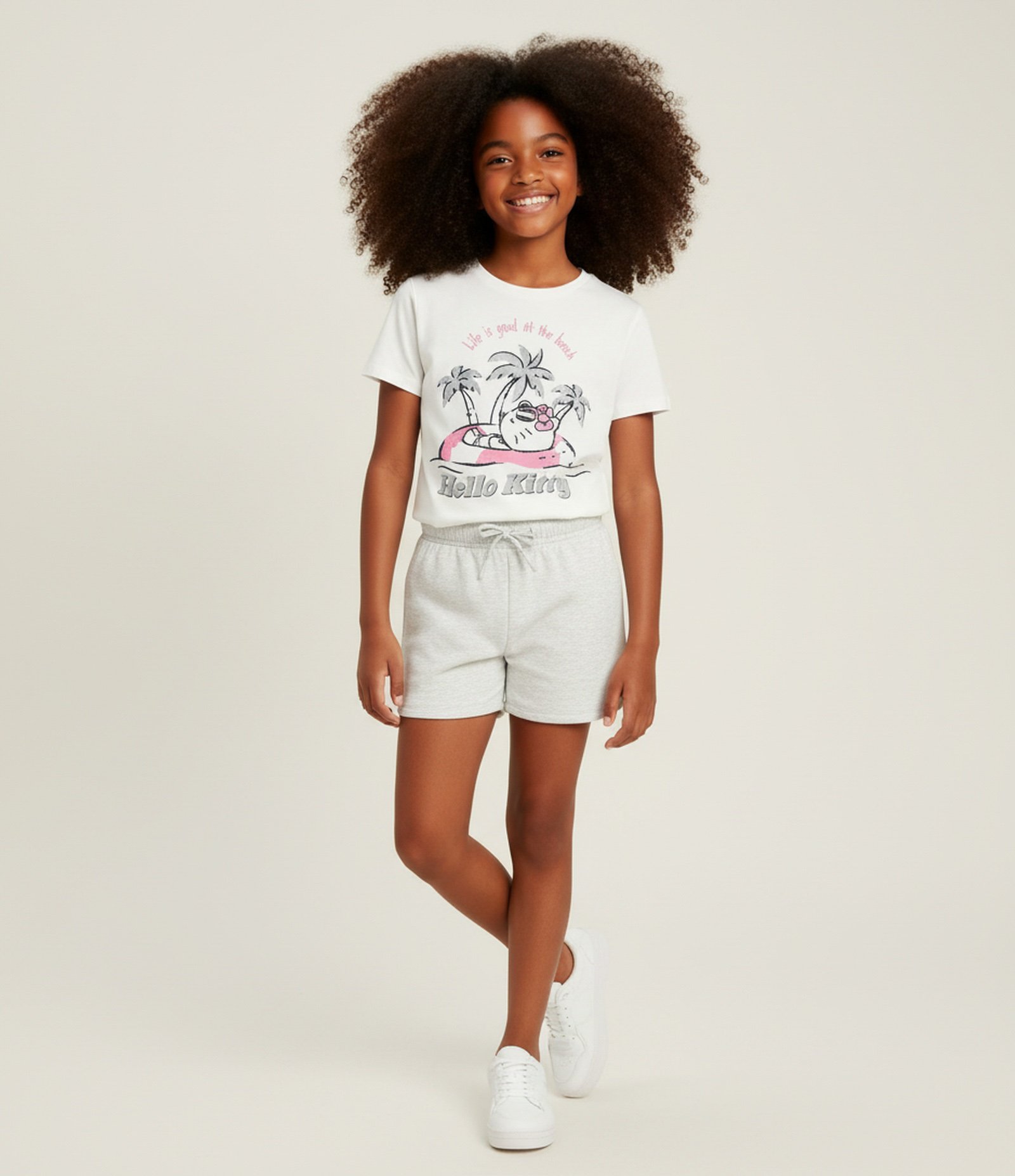 Camiseta Infantil Comfort com Estampa da Hello Kitty - Tam 5 a 14 Anos Branco 1