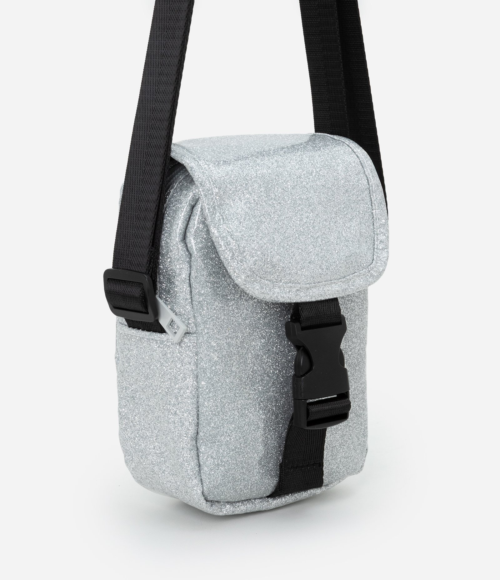 Porta Celular com Alça e Fechamento Envelope em Glitter Prata 1