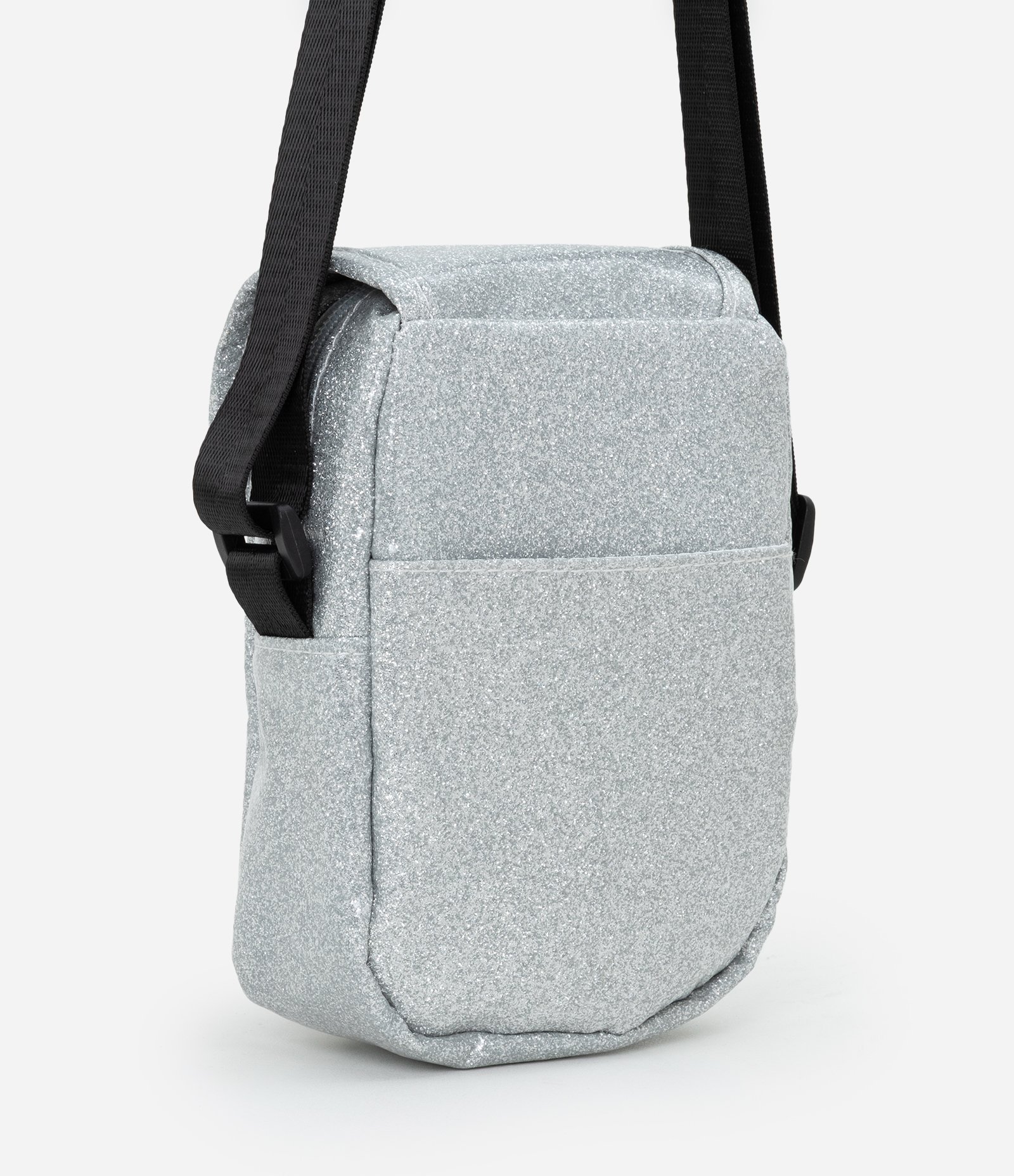 Porta Celular com Alça e Fechamento Envelope em Glitter Prata 3