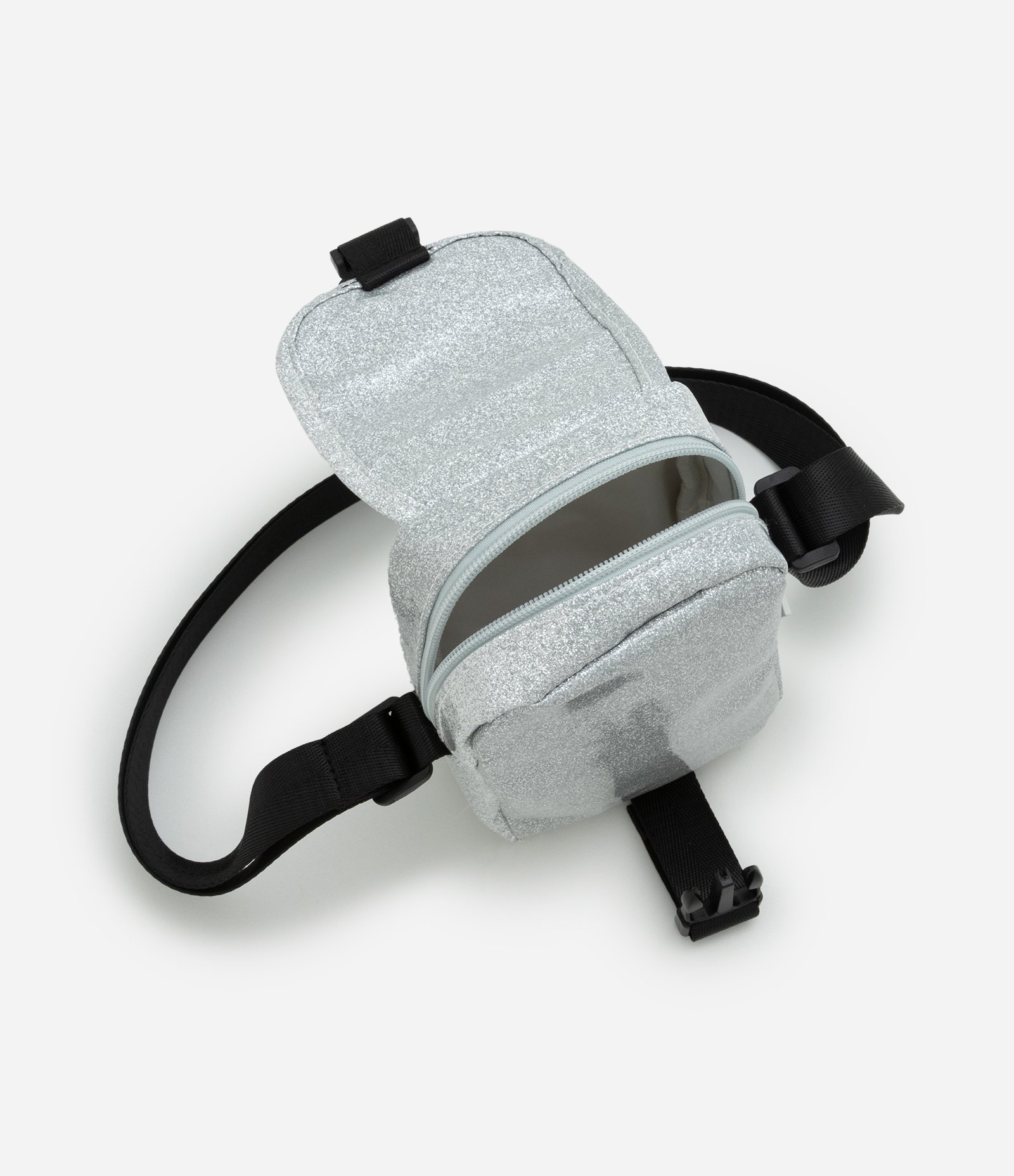 Porta Celular com Alça e Fechamento Envelope em Glitter Prata 4