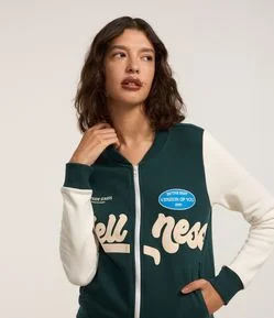 Casaco Slim Aberto em Moletom Quentinho com Estampa Wellness