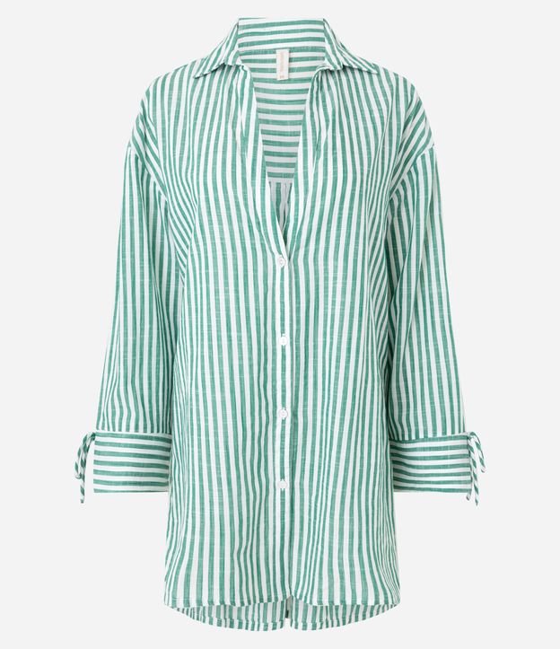 Saída de Praia Chemise em Voil com Listras Fio Tinto