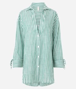 Saída de Praia Chemise em Voil com Listras Fio Tinto