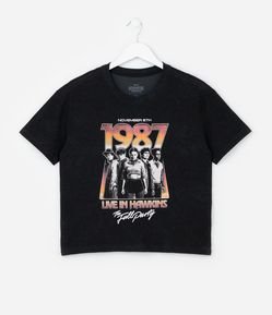 Camiseta Infantil Relaxed com Estampa Stranger Things - Tam 7 a 14 Anos