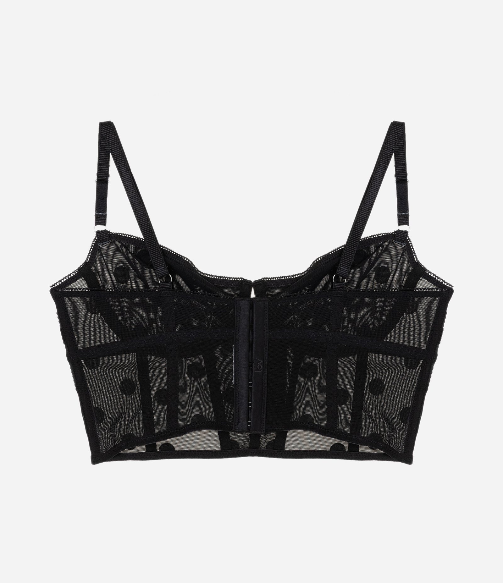 Corset Sem Bojo em Tule com Estampa Poa Preto 8