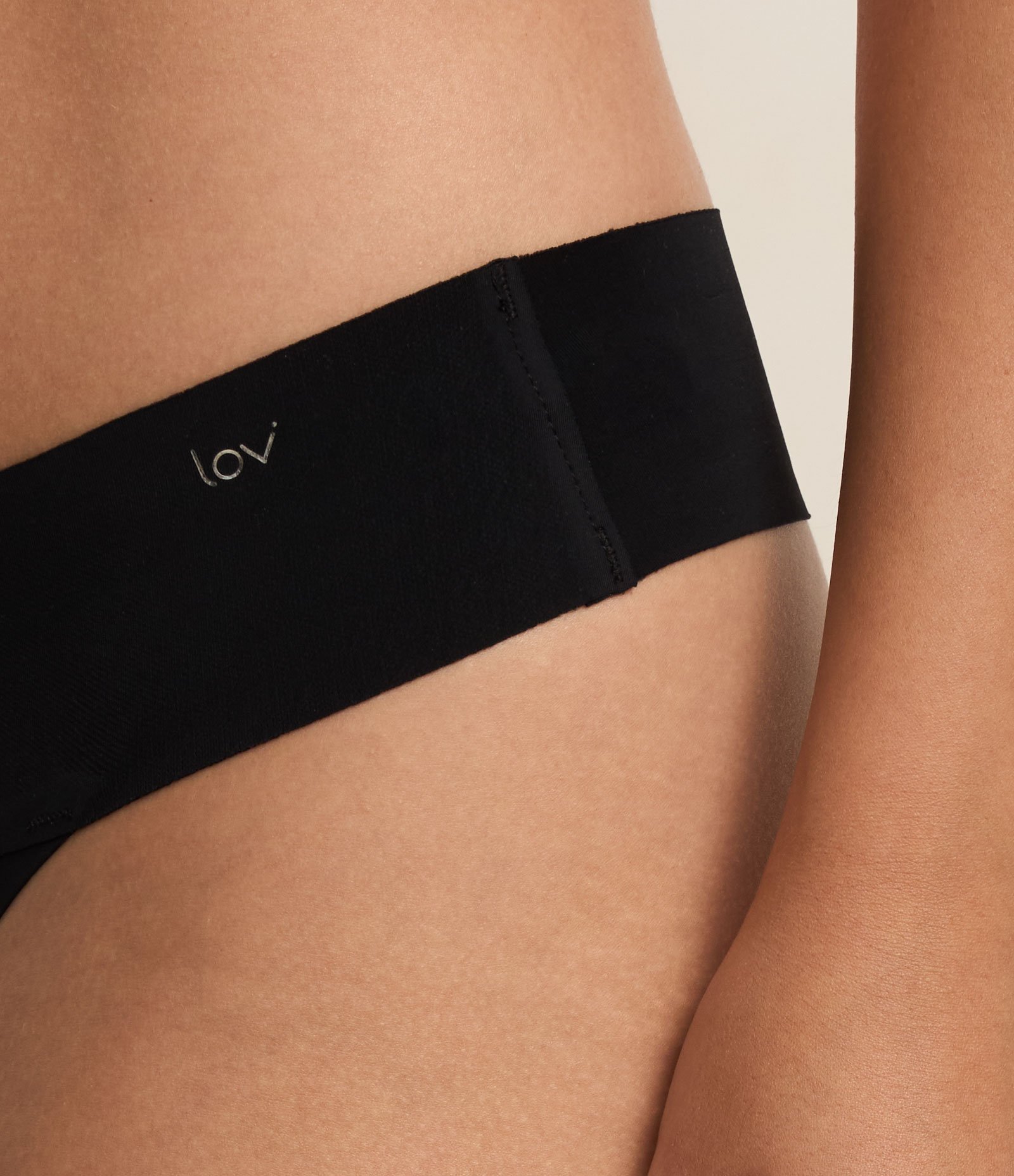 Kit 02 Calcinhas Biquíni Fio em Microfibra com Cós Largo Preto/Bege 4