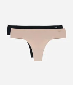 Kit 02 Calcinhas Biquíni Fio em Microfibra com Cós Largo