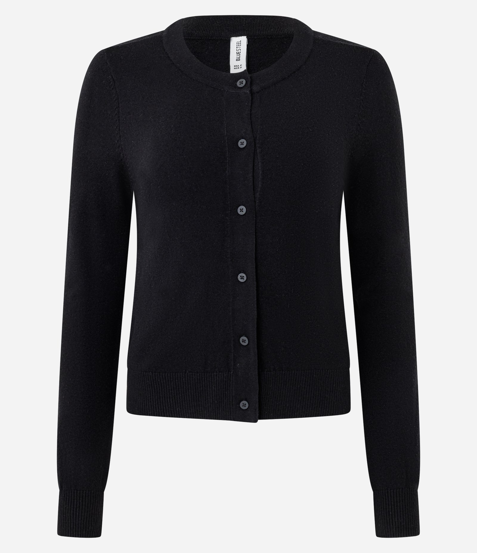 Cardigan Básico em Tricô com Botões e Gola Redonda Preto 3