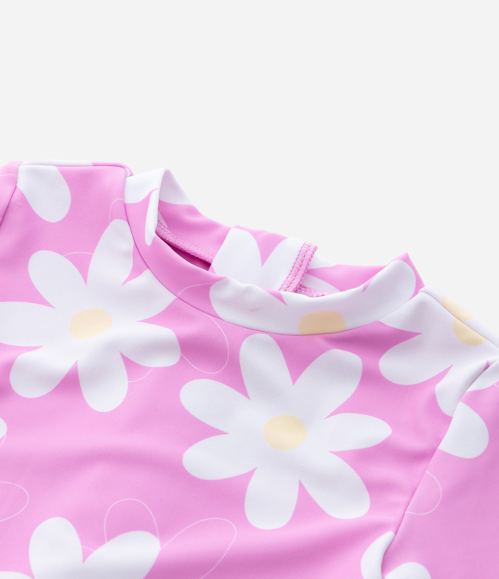 Maiô Infantil com Babadinhos e Estampa de Margaridas - tam 6 meses a 4 anos Rosa 5