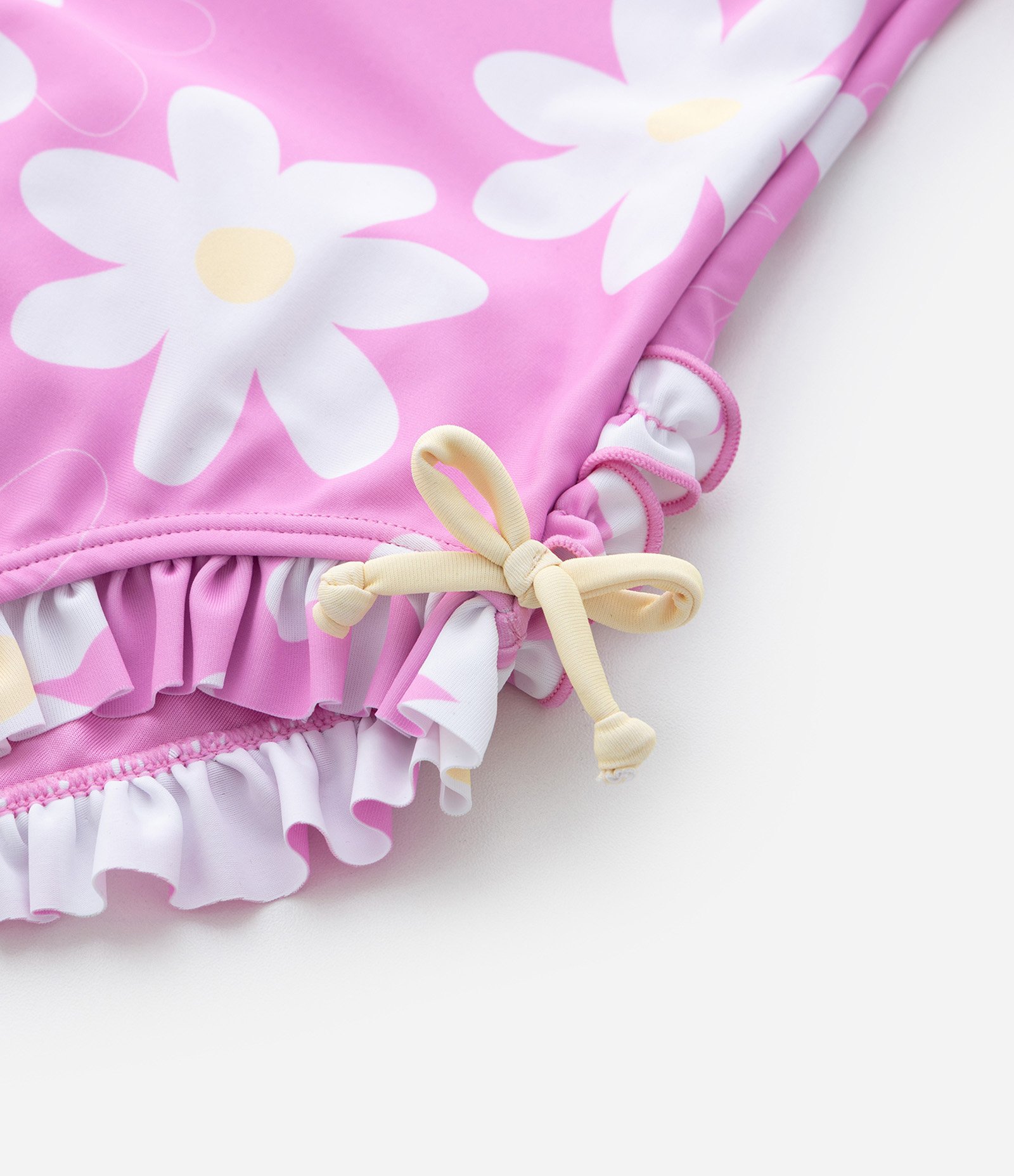 Maiô Infantil com Babadinhos e Estampa de Margaridas - tam 6 meses a 4 anos Rosa 6