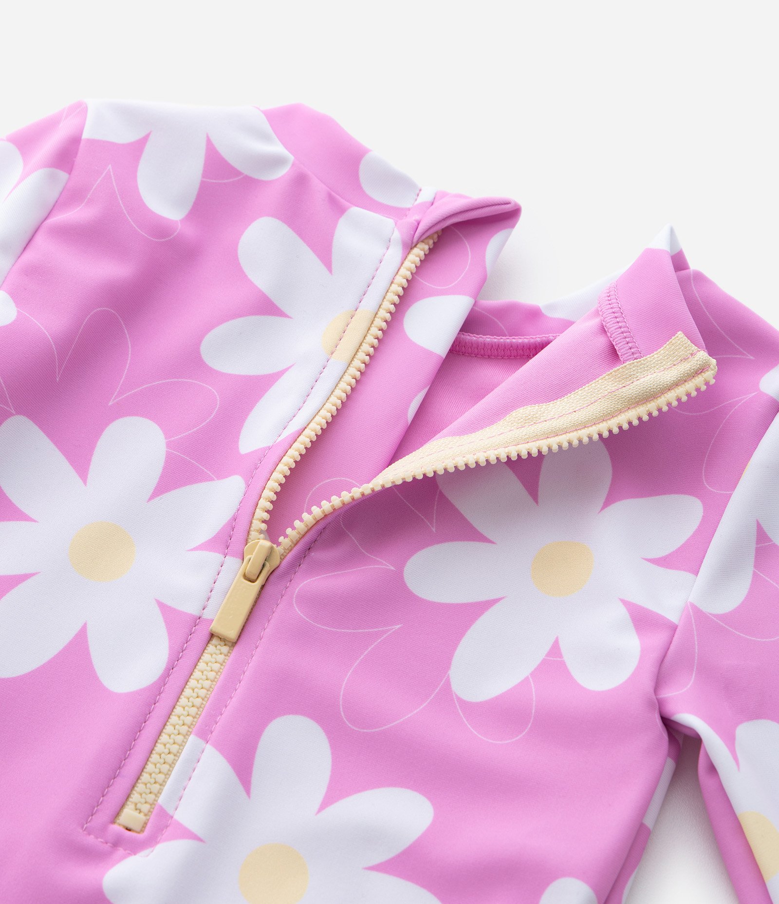 Maiô Infantil com Babadinhos e Estampa de Margaridas - tam 6 meses a 4 anos Rosa 7
