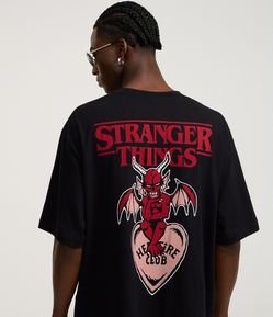 Camiseta Boxy em Algodão com Estampa Stranger Things