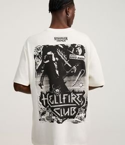 Camiseta Relaxed em Algodão com Estampa e Lettering Stranger Things