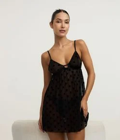 Camisola sem Bojo em Tule Poá