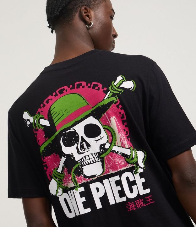 Camiseta Regular em Algodão com Estampa Lettering Straw Hat Pirates One Piece
