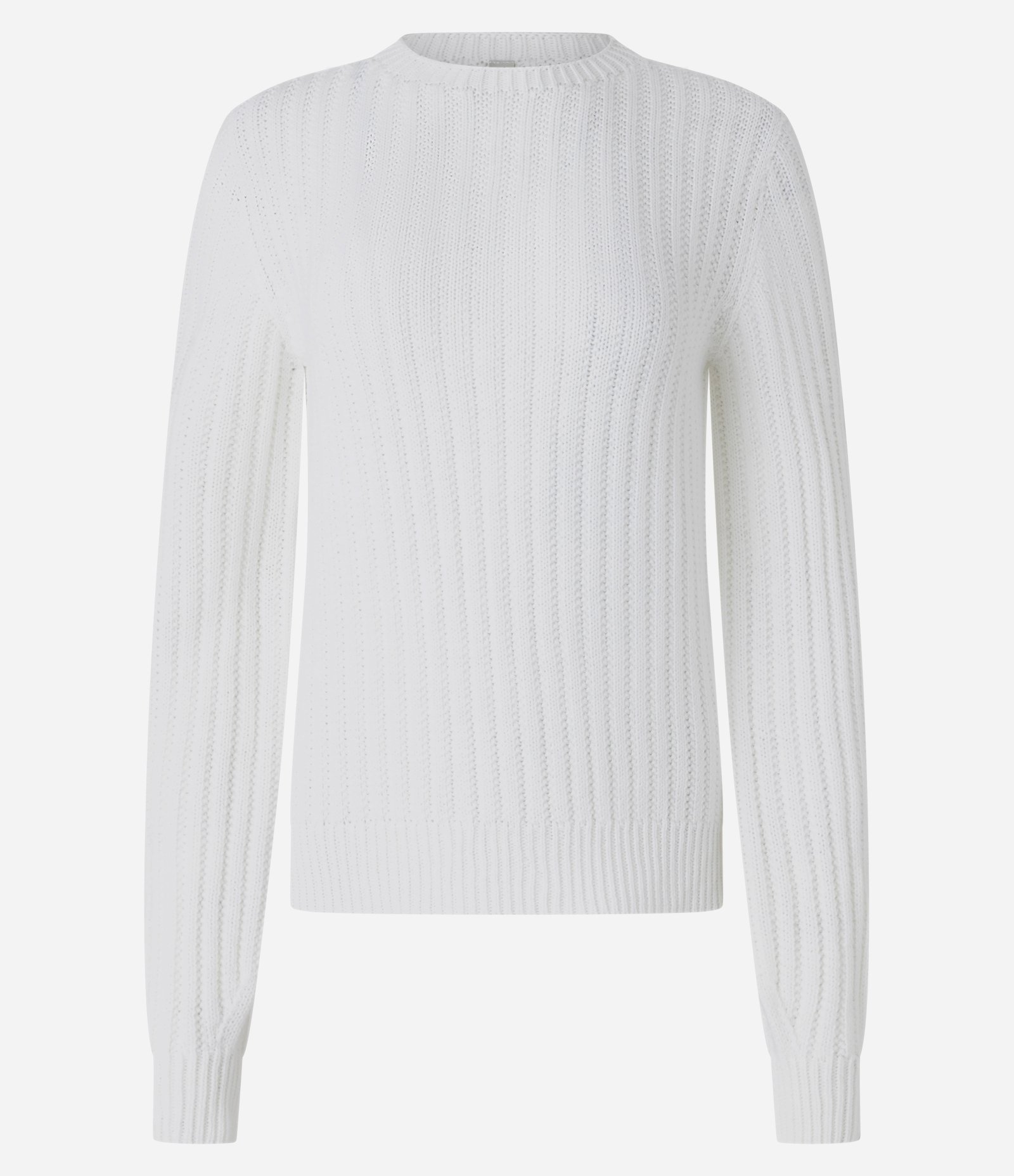 Blusa Básica em Tricô Canelado e Manga Longa Branco 1