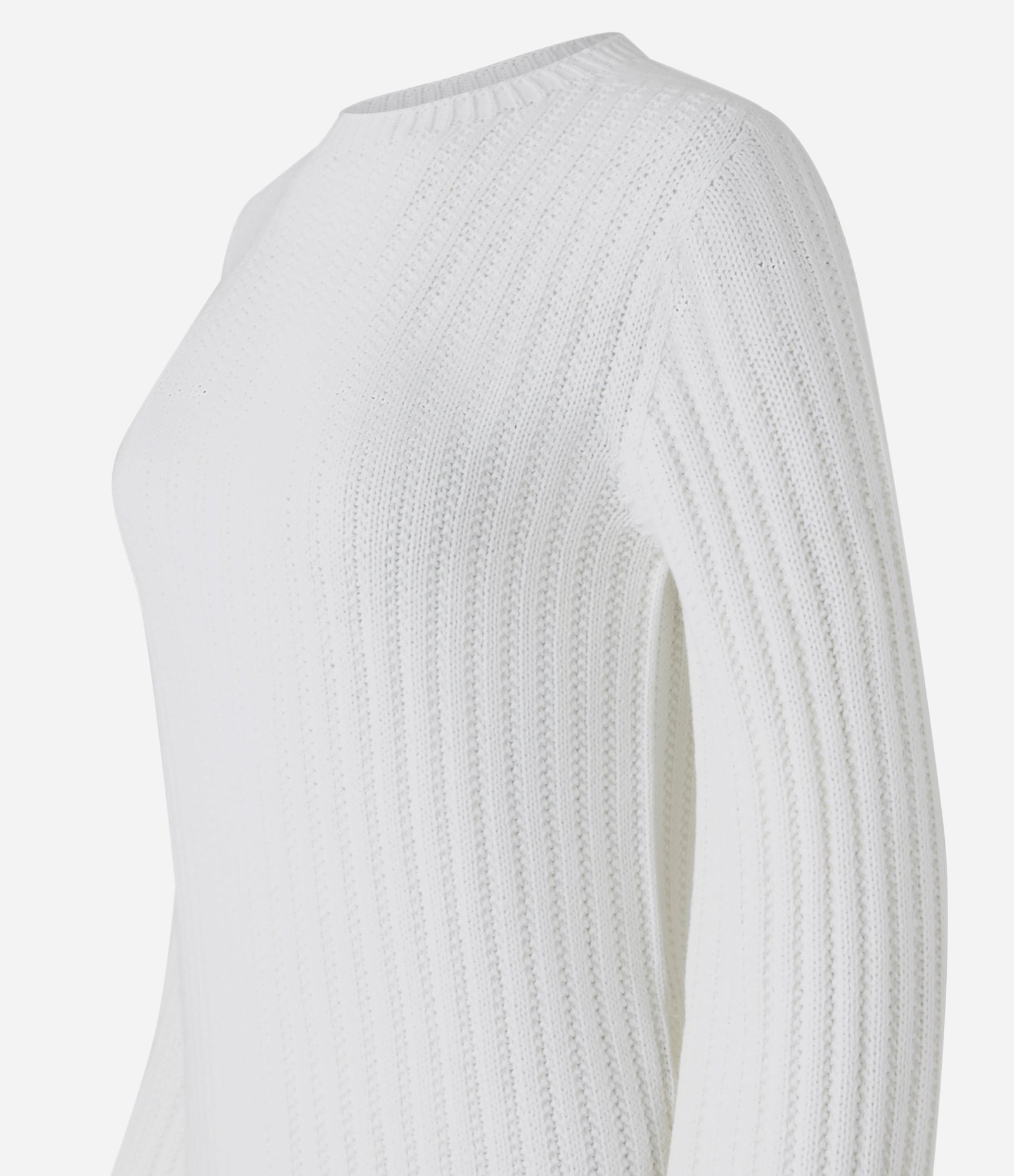 Blusa Básica em Tricô Canelado e Manga Longa Branco 2