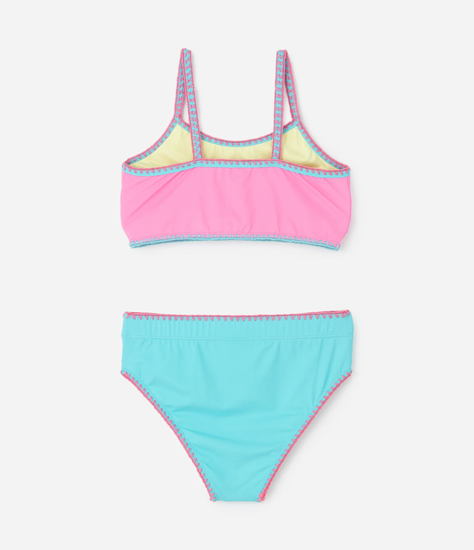 Biquíni Infantil com Costura Contrastante – Tam 5 a 14 Anos Rosa/Azul 2