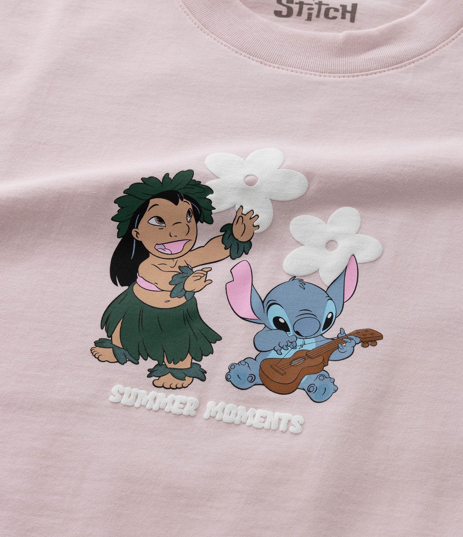 Camiseta Infantil Oversized com Estampa Havaiana Lilo e Stitch - Tam 5 a 14 Anos Rosa 5