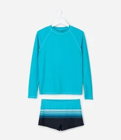 Conjunto Infantil Camiseta UV e Sunga Praia Tam 5 a 14