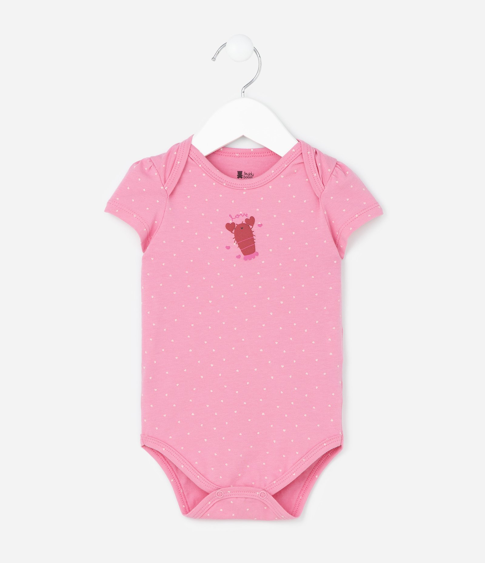 Body Infantil com Estampa Poá e Lagosta - Tam 0 a 18 Meses Rosa 2