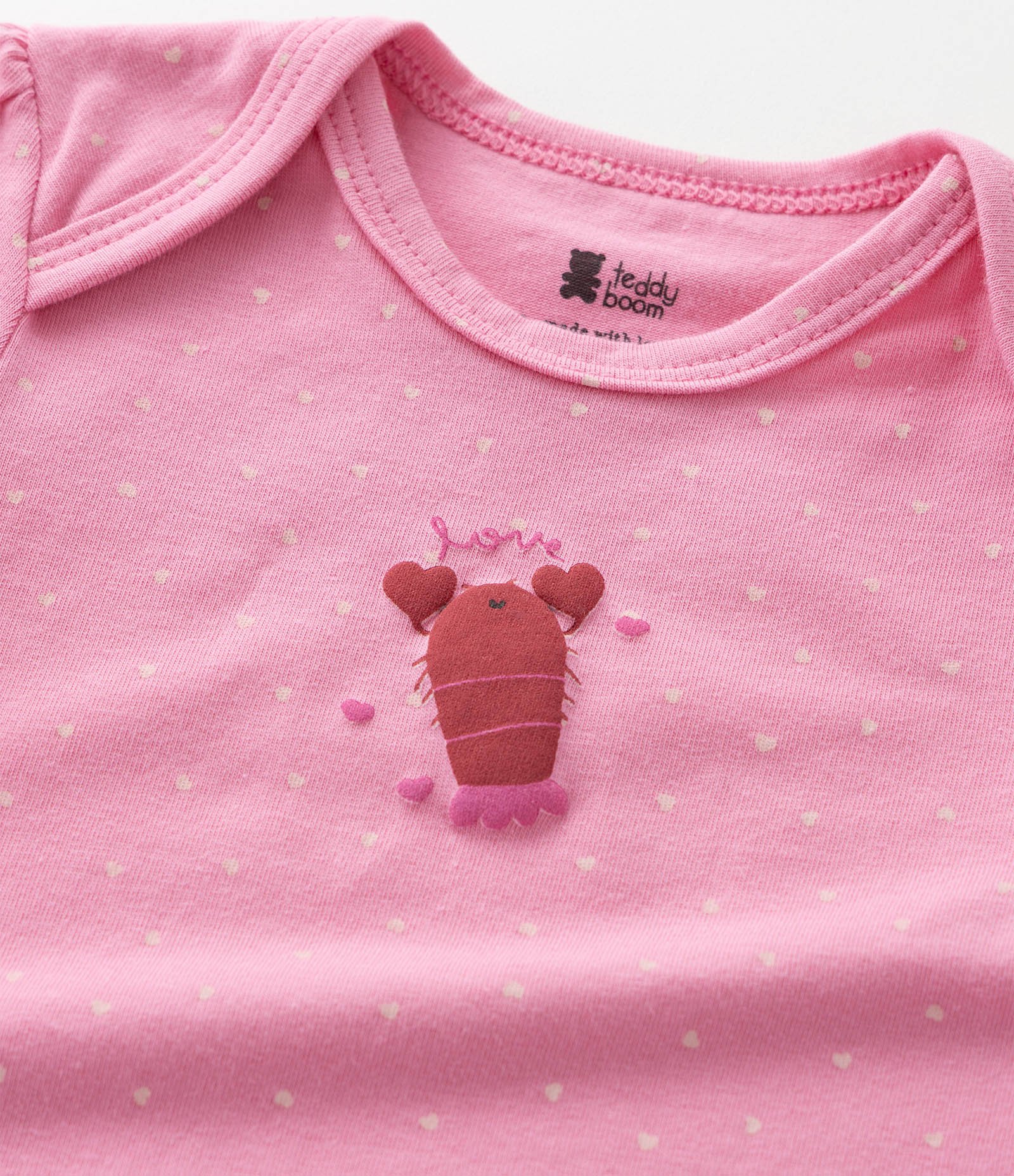 Body Infantil com Estampa Poá e Lagosta - Tam 0 a 18 Meses Rosa 7