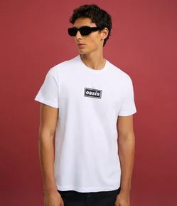 Camiseta Regular em Algodão com Estampa Banda Oasis