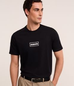 Camiseta Regular em Algodão com Estampa Banda Oasis