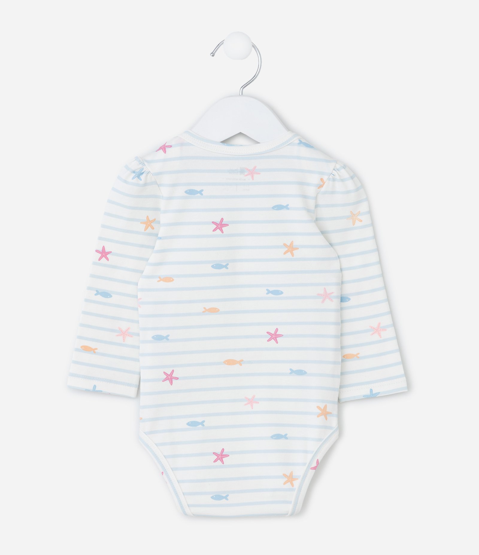 Body Infantil com Estampa Fundo do Mar Listrado - Tam 0 a 18 Meses Branco 2