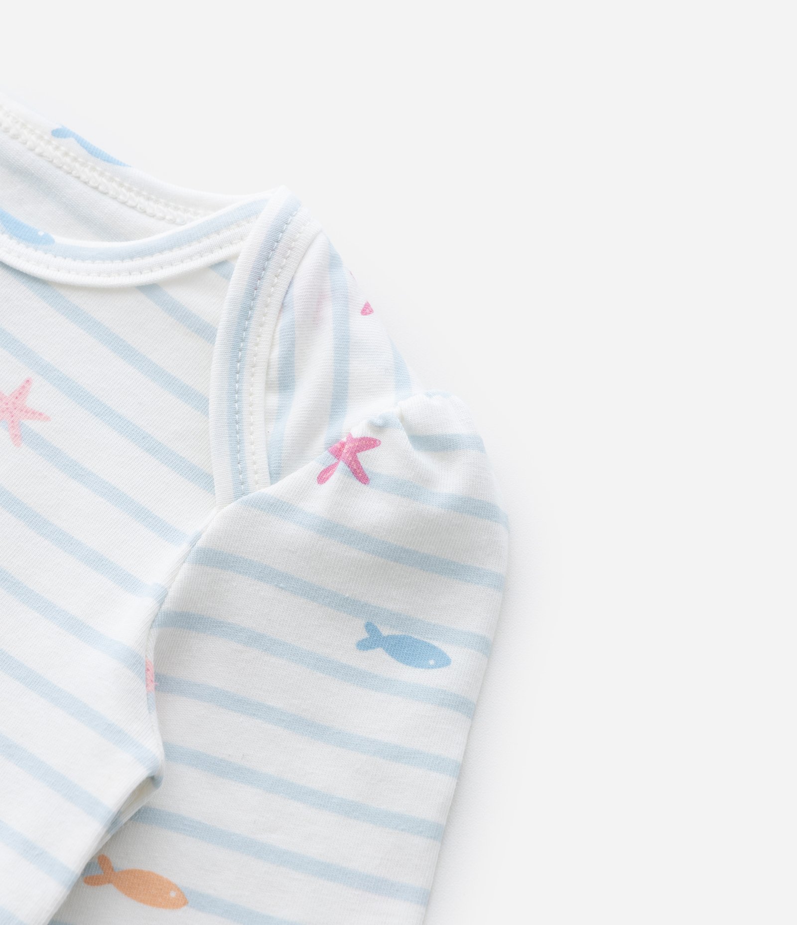 Body Infantil com Estampa Fundo do Mar Listrado - Tam 0 a 18 Meses Branco 3