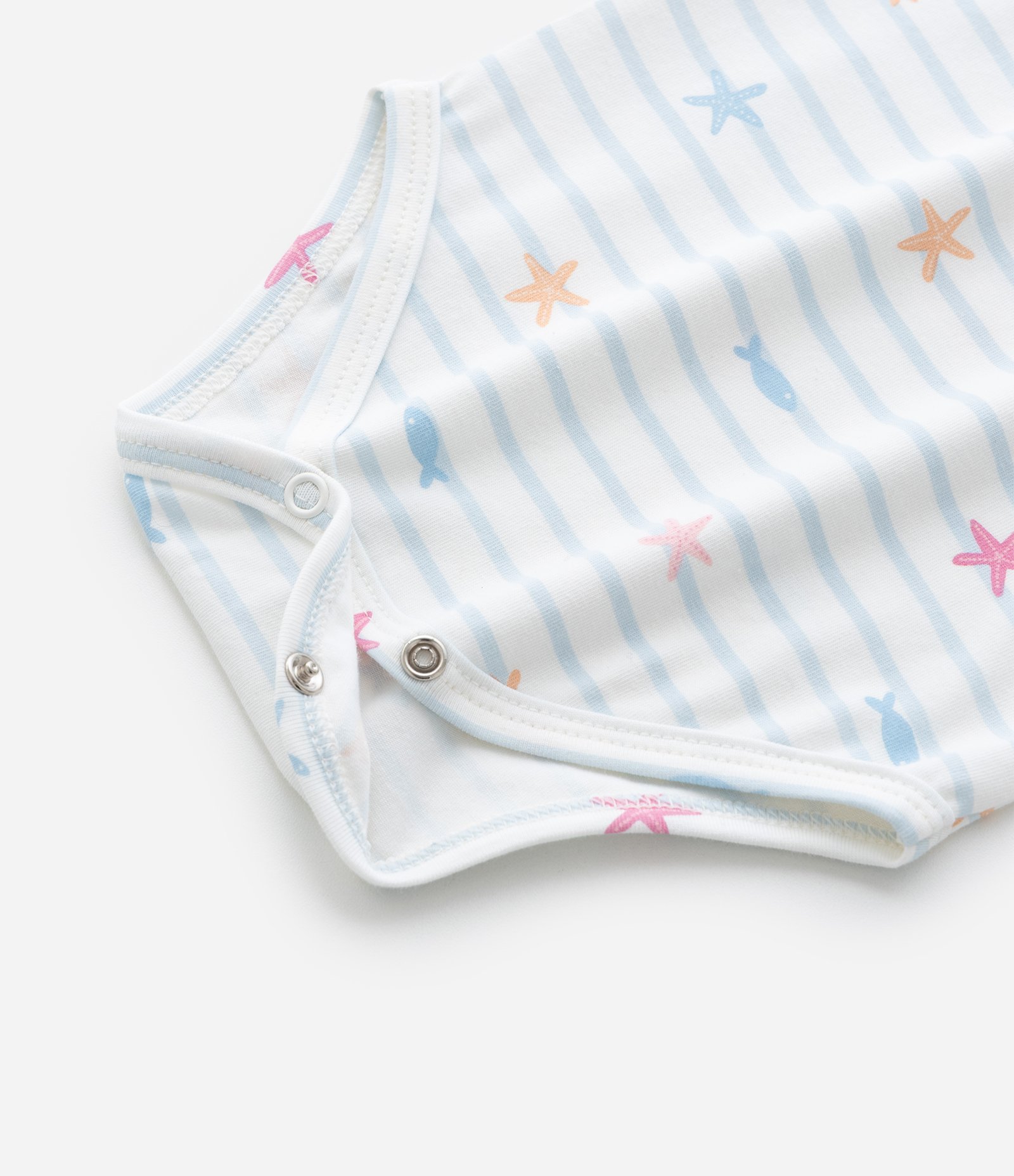 Body Infantil com Estampa Fundo do Mar Listrado - Tam 0 a 18 Meses Branco 5
