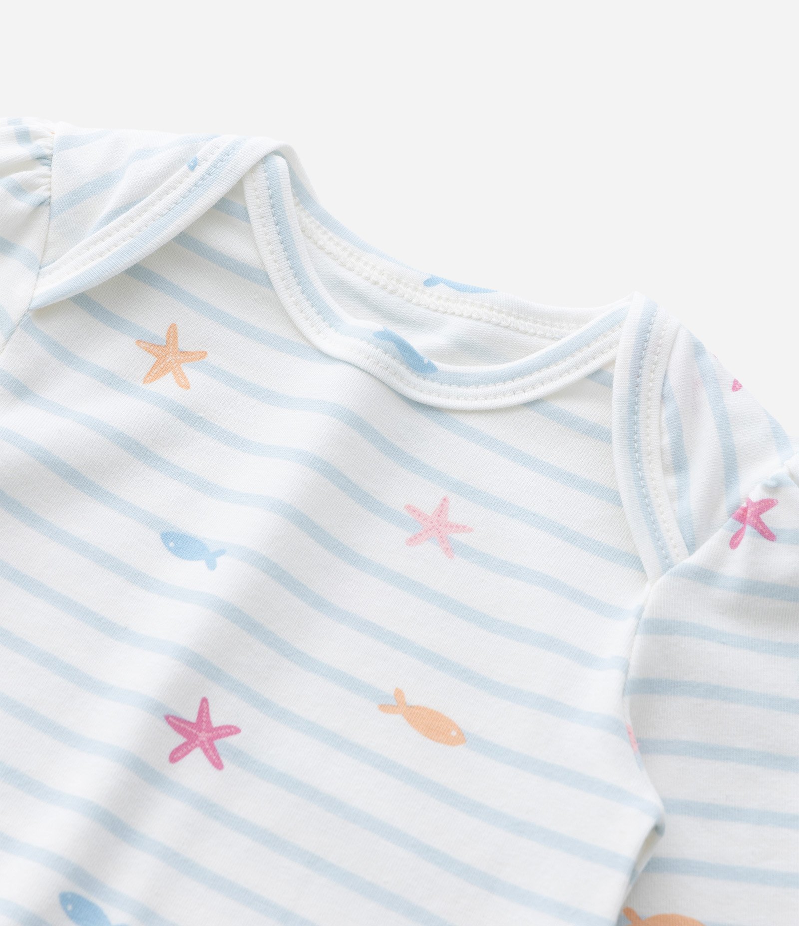 Body Infantil com Estampa Fundo do Mar Listrado - Tam 0 a 18 Meses Branco 6