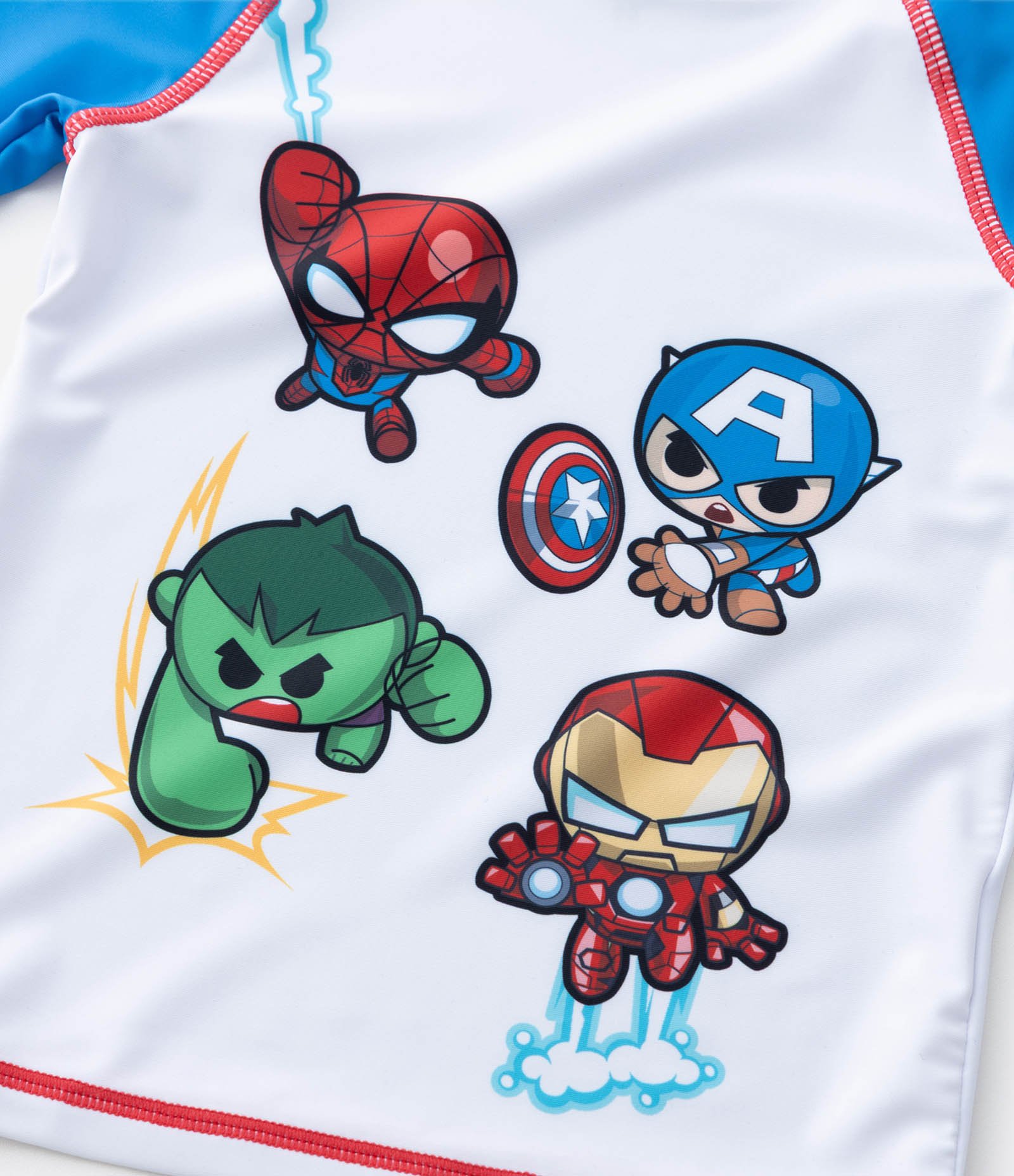 Conjunto Infantil UV com Camiseta Manga Longa e Sunga Marvel – Tam 1 a 4 Anos Azul/Vermelho 10
