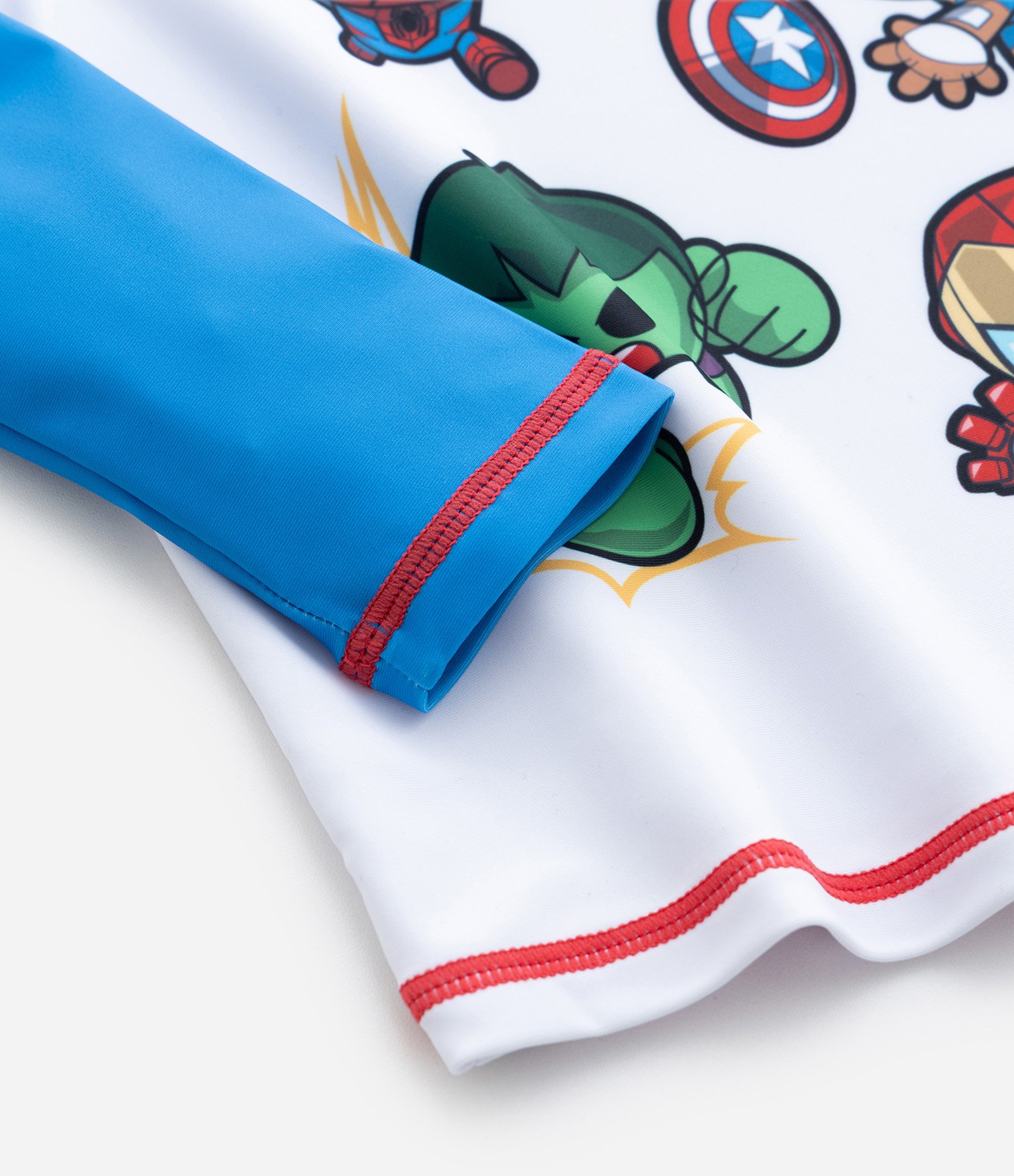 Conjunto Infantil UV com Camiseta Manga Longa e Sunga Marvel – Tam 1 a 4 Anos Azul/Vermelho 7