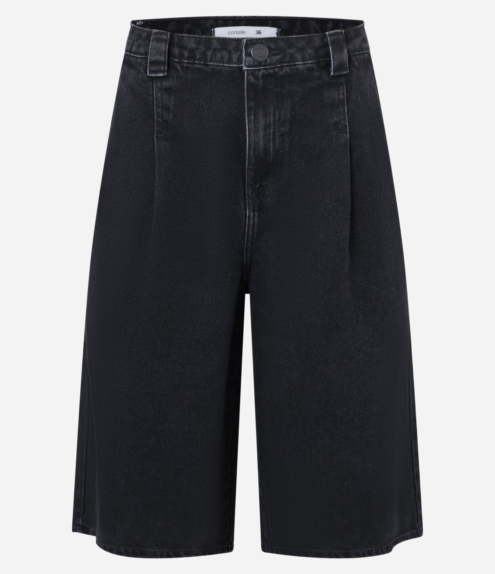 Bermuda em Jeans com Pregas Frontais Preto 5