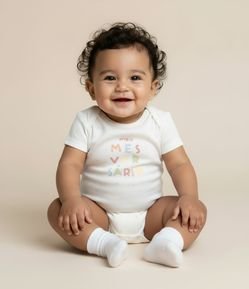 Body Infantil com Lettering Meu Mesversário - Tam RN a 18 meses