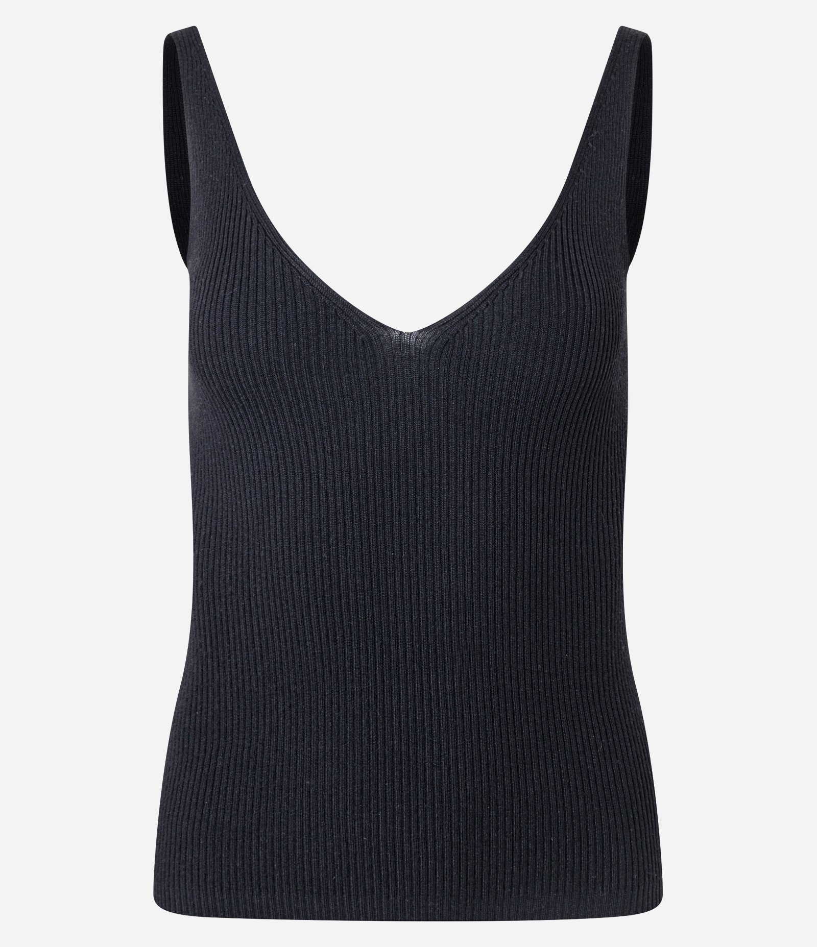 Blusa Canelada em Tricô com Decote V e Costas Decotadas Preto 1